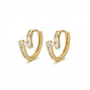 Baguette Interlocking Geometric Hoops – sterling silver earrings, side detail