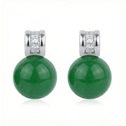 Green Sphere CZ Accent Earrings – zircon earrings, side detail