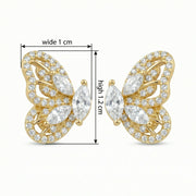 Butterfly Studs, Warm Radiant Finish – sterling silver earrings, close-up