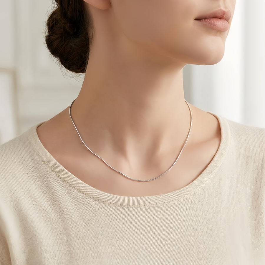 Box Chain Necklace with S Charm – sterling silver necklace