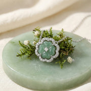 Green Jade Clover Pendant Necklace – jade necklace, front view