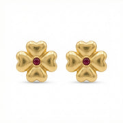 Heart Clover Ruby Stud Earrings – ruby earrings