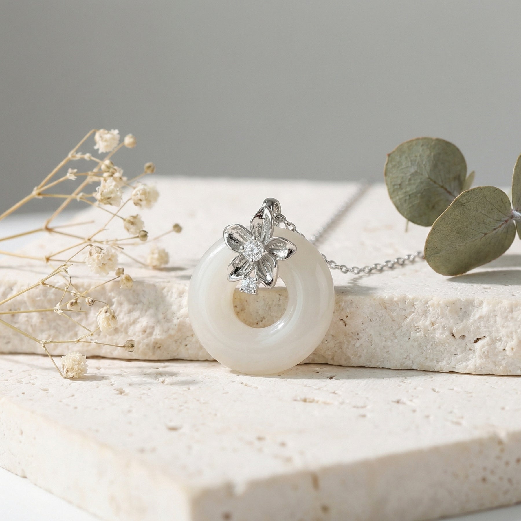 White Jade Donut Necklace – jade necklace