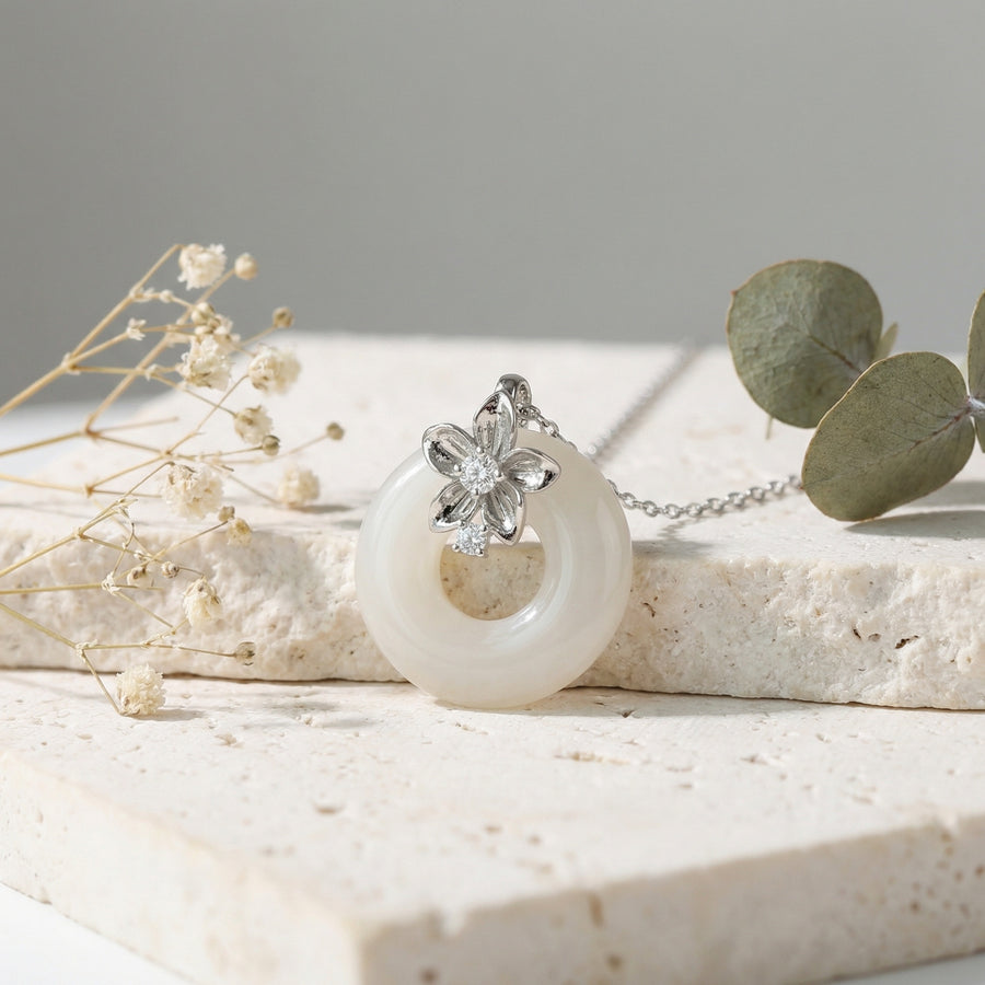 White Jade Donut Necklace – jade necklace