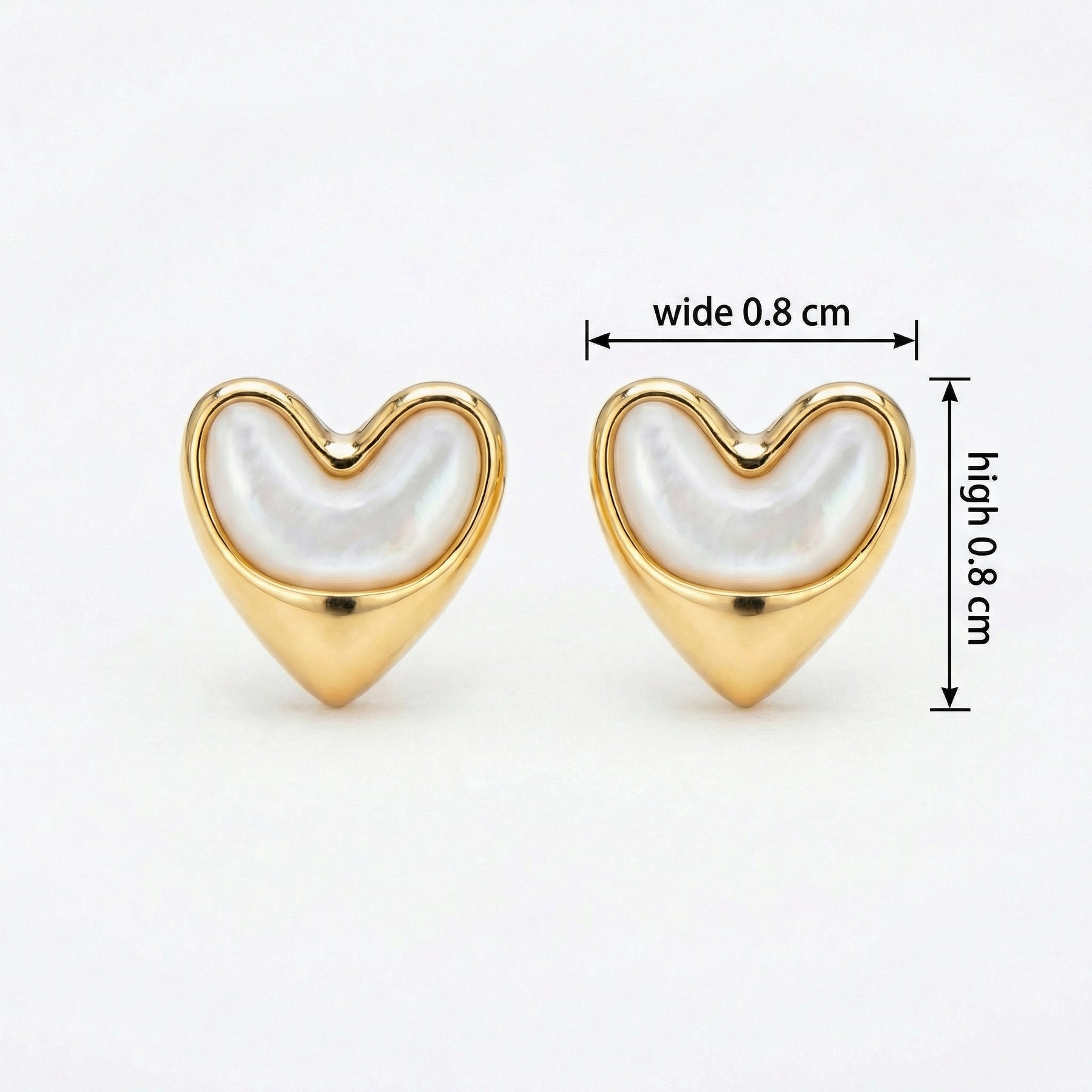 Mother-of-Pearl Heart Stud Earrings – mother-of-pearl earrings, side detail