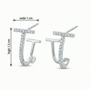 Double T-Bar Stud Earrings – sterling silver earrings, side detail
