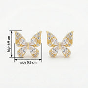 Crystal Butterfly Studs, Mixed Cuts – crystal earrings, close-up