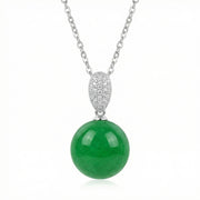 Jade Sphere Necklace, CZ Bail – jade necklace, side detail