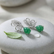 Butterfly Drops with Green Teardrop Stones – sterling silver earrings