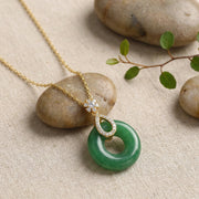 Green Jade Donut Necklace, Floral Accents – jade necklace, close-up