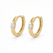 Princess-Cut Huggie Hoop Earrings – sterling silver earrings