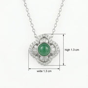 Quatrefoil Green Gemstone Necklace – jade necklace, side detail
