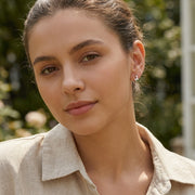 Lightning Bolt Huggie Hoop Earrings – sterling silver earrings, front view