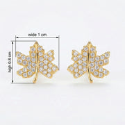 Crystal Maple Leaf Stud Earrings – crystal earrings, front view