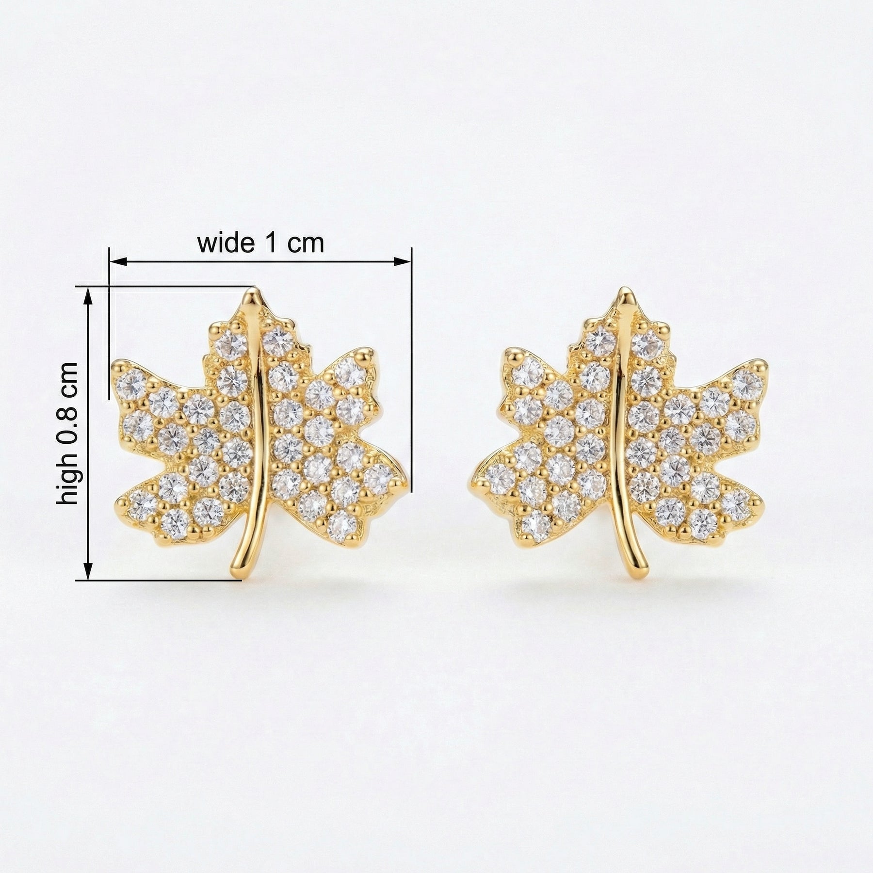 Crystal Maple Leaf Stud Earrings – crystal earrings, front view