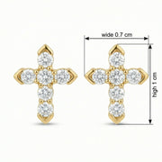 Cruciform Stud Earrings, Pointed Tips – sterling silver earrings, front view