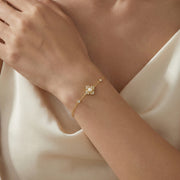 Pearl Clover Charm Bracelet – pearl bracelet, front view