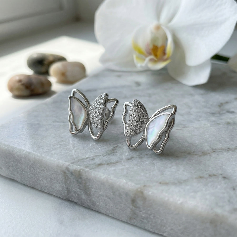 Butterfly Studs, Mother-of-Pearl Wings – mother-of-pearl earrings