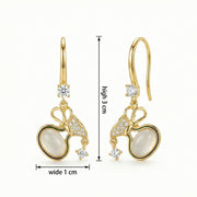 Moonstone Gourd Drop Earrings – sterling silver earrings, front view