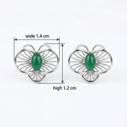 Jadeite-Style Filigree Floral Studs – jade earrings, side detail