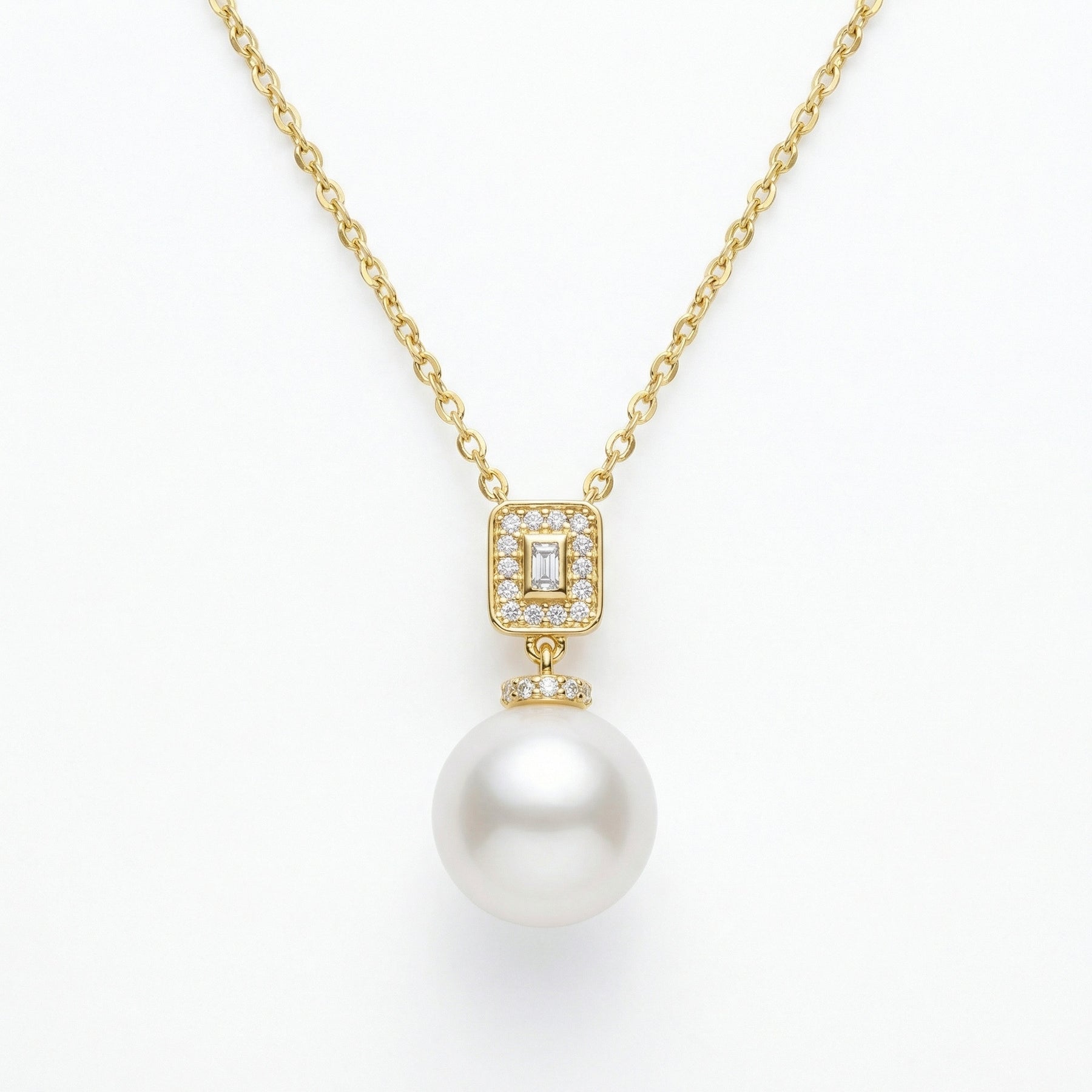 South Sea Pearl Geometric Pendant – pearl necklace, front view