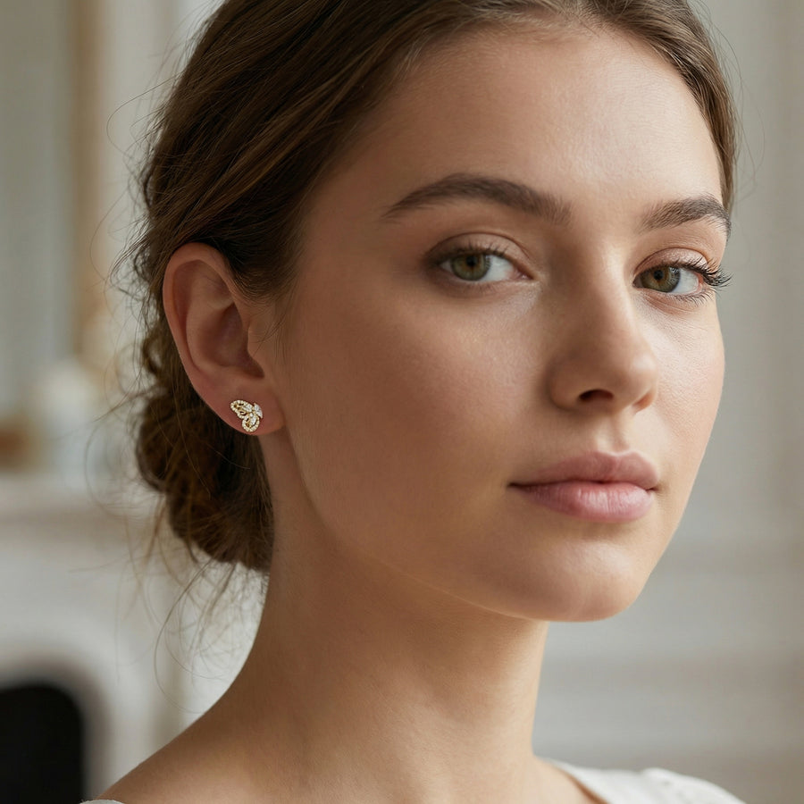 Butterfly Studs, Warm Radiant Finish – sterling silver earrings