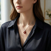 Red Carnelian Quatrefoil Star Necklace – carnelian necklace, front view