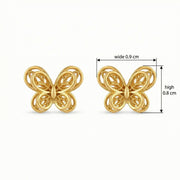 Intricate Filigree Butterfly Studs – sterling silver earrings, close-up