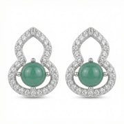 Wulu Gourd Green Gemstone Studs – sterling silver earrings, front view