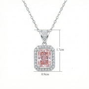 Radiant-Cut Pink Gemstone Necklace – sterling silver necklace