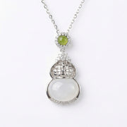 White and Green Hulu Gourd Necklace – sterling silver necklace