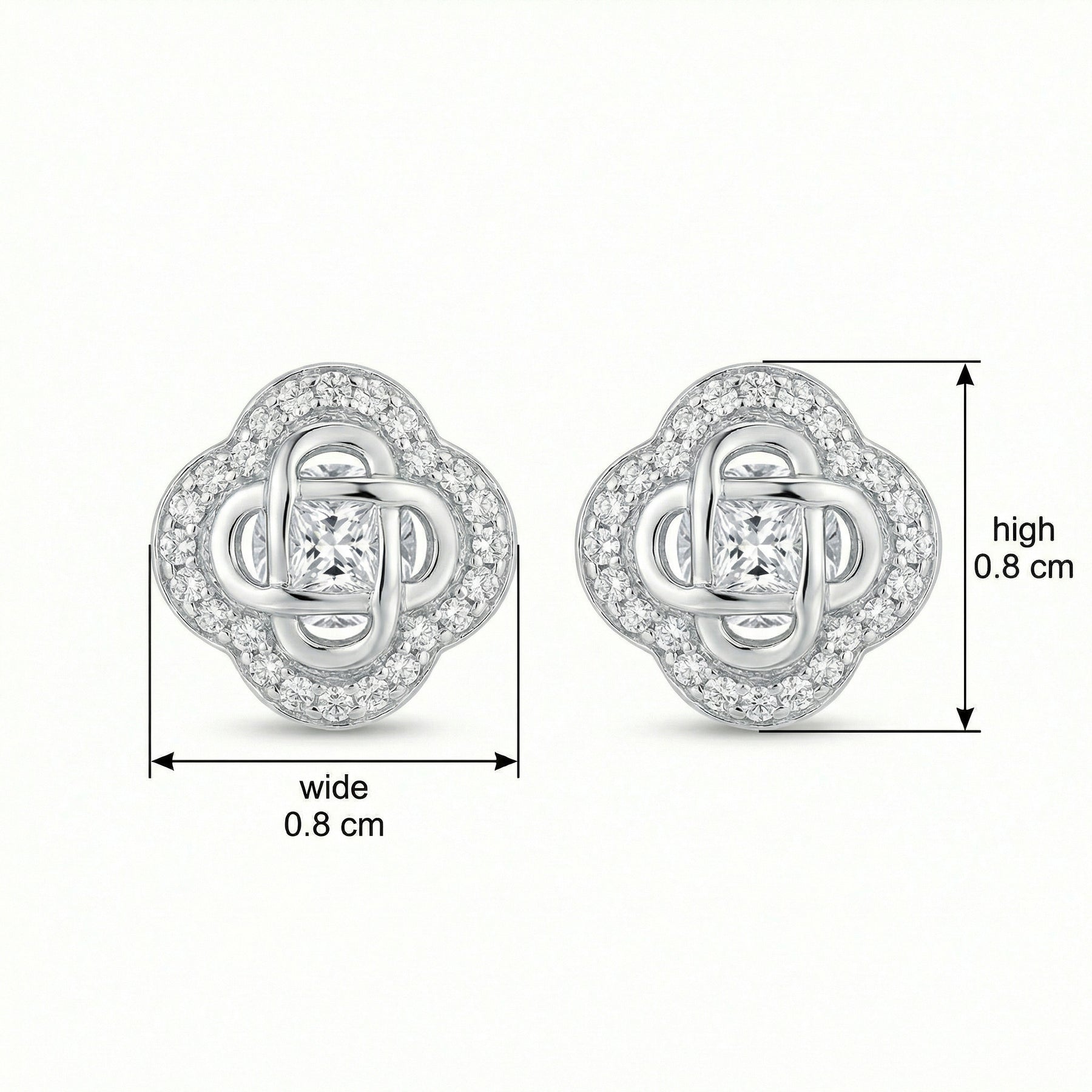 Quatrefoil Knot Stud Earrings – sterling silver earrings, close-up