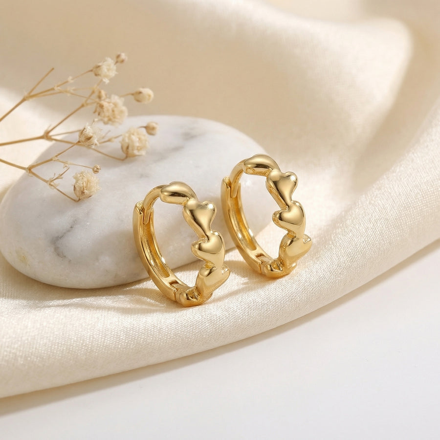 Linked Heart Huggie Hoop Earrings – sterling silver earrings