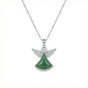 Angel Wings Green Agate Necklace – agate necklace, front view