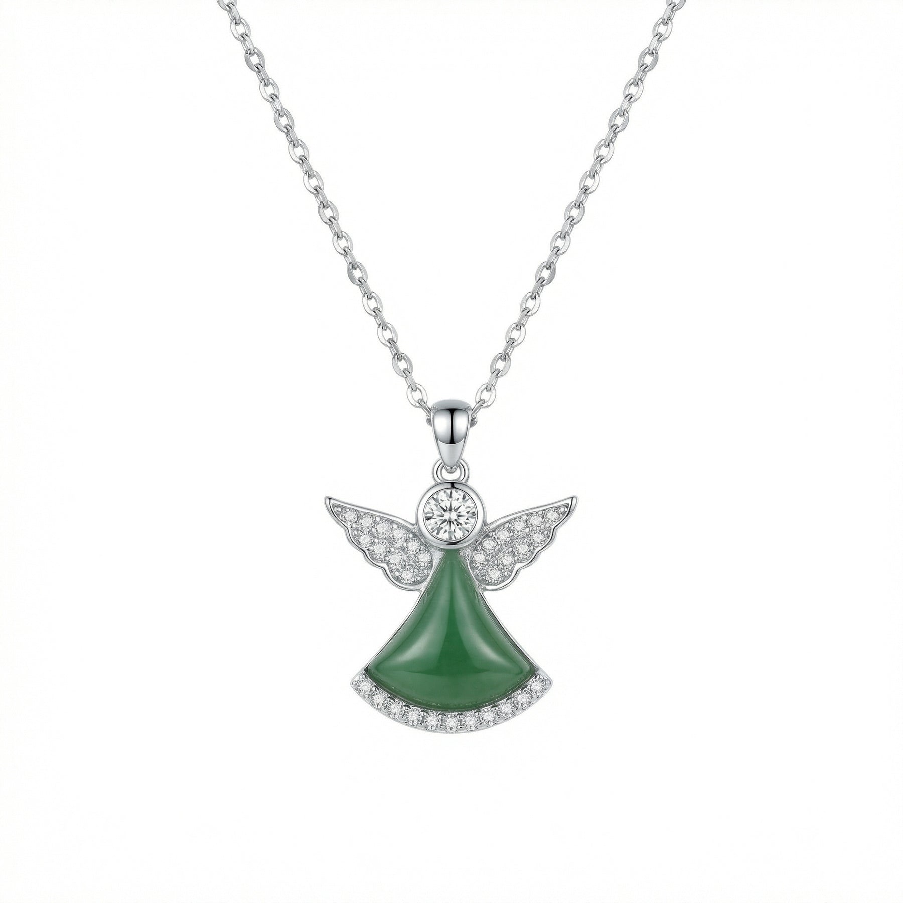 Angel Wings Green Agate Necklace – agate necklace, front view