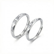 Quilted Pattern Couple Rings – sterling silver ring, side detail