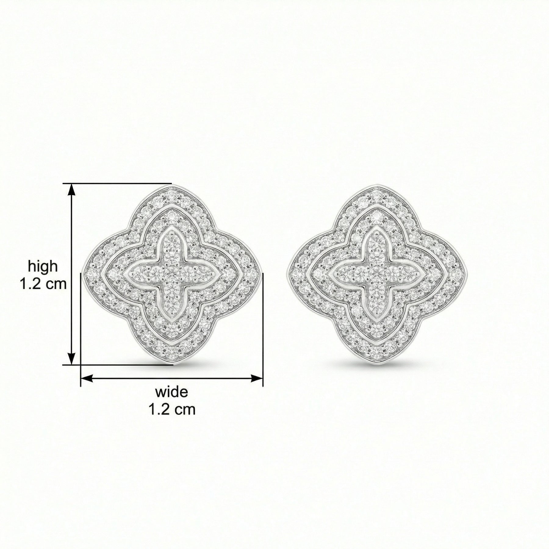 Quatrefoil Sparkling stone Cluster Studs – sterling silver earrings