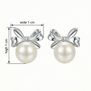 Bow Knot Pearl Stud Earrings – pearl earrings, close-up