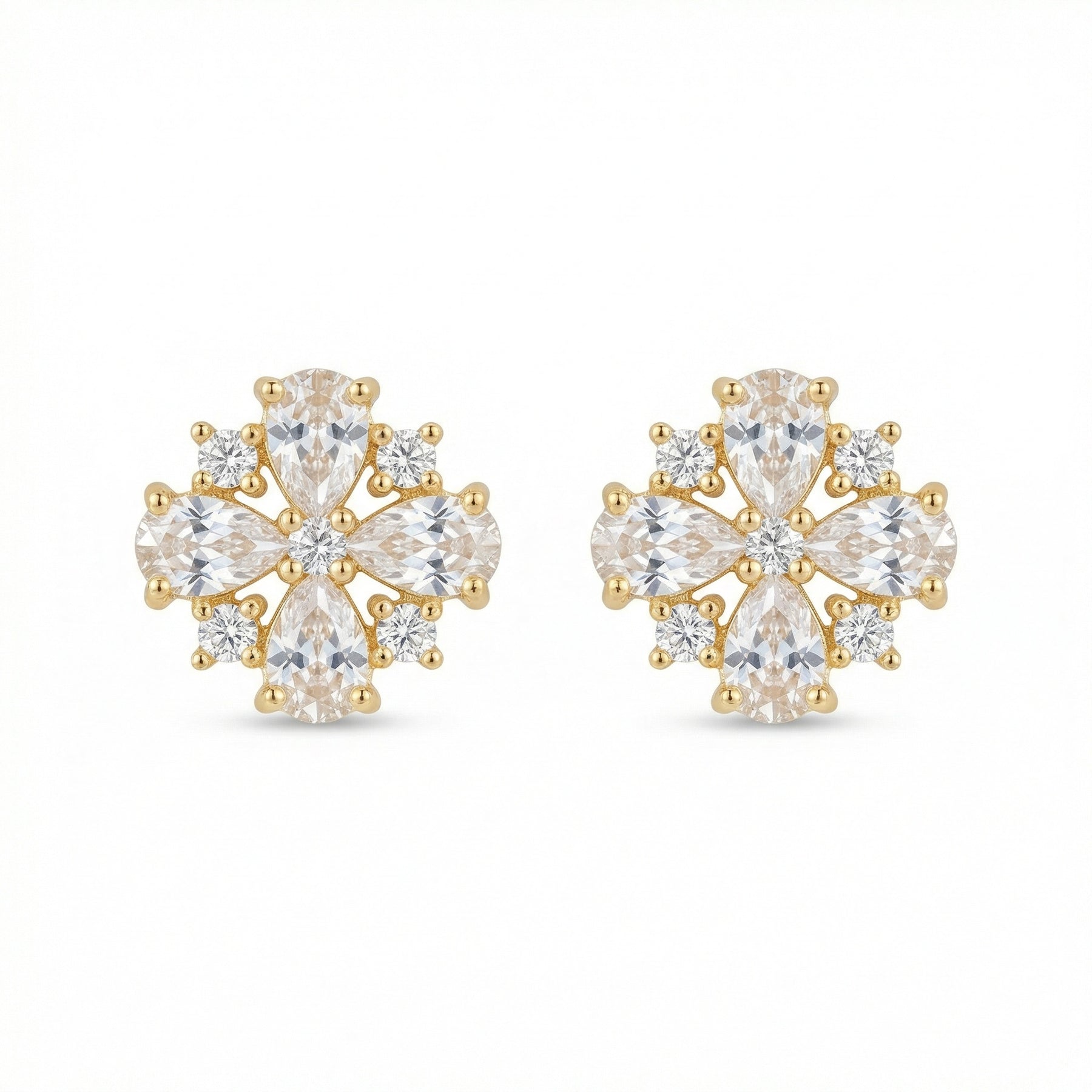 Vintage Floral Motif Stud Earrings – sterling silver earrings