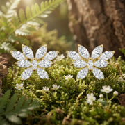 Marquise Sparkling stone Butterfly Studs – sterling silver earrings, close-up