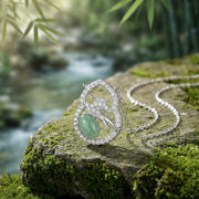 Jadeite Gourd Necklace with Bird Motif – jade necklace, close-up