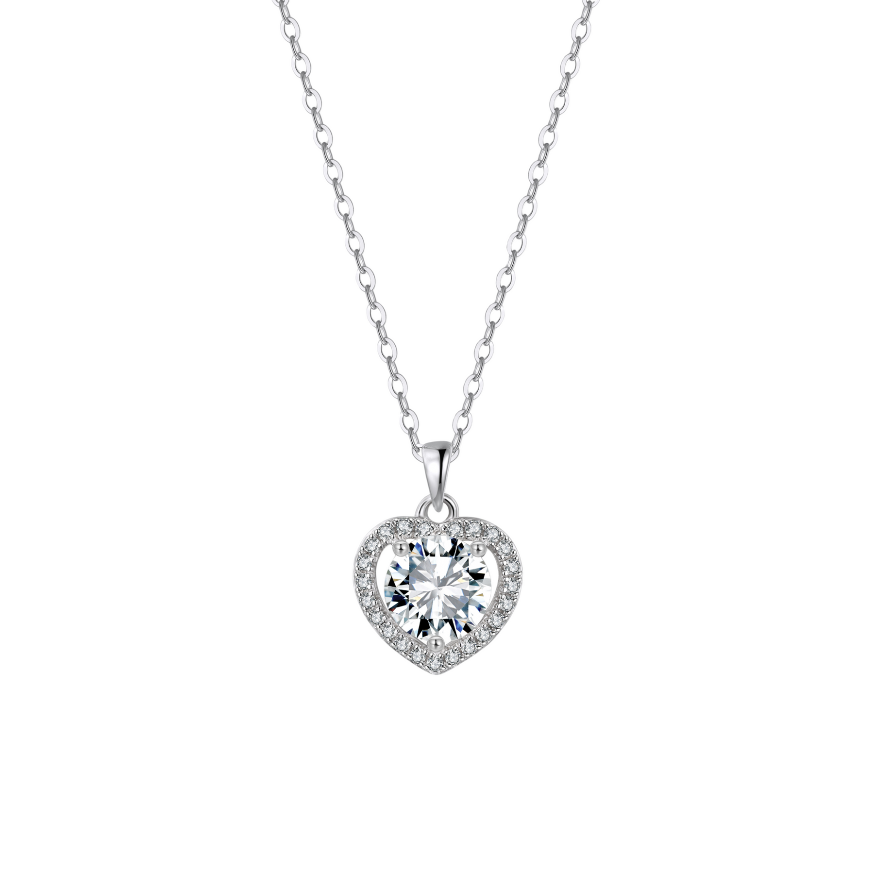 Heart-Shaped Pendant Necklace – sterling silver necklace, close-up