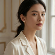 Pearl Studs in Sculptural Gilded Setting – pearl earrings, side detail