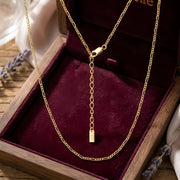 gold-tone Figaro Chain Necklace with Charm – sterling silver necklace, side detail