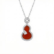 Red Carnelian Gourd Pendant Necklace – carnelian necklace, front view