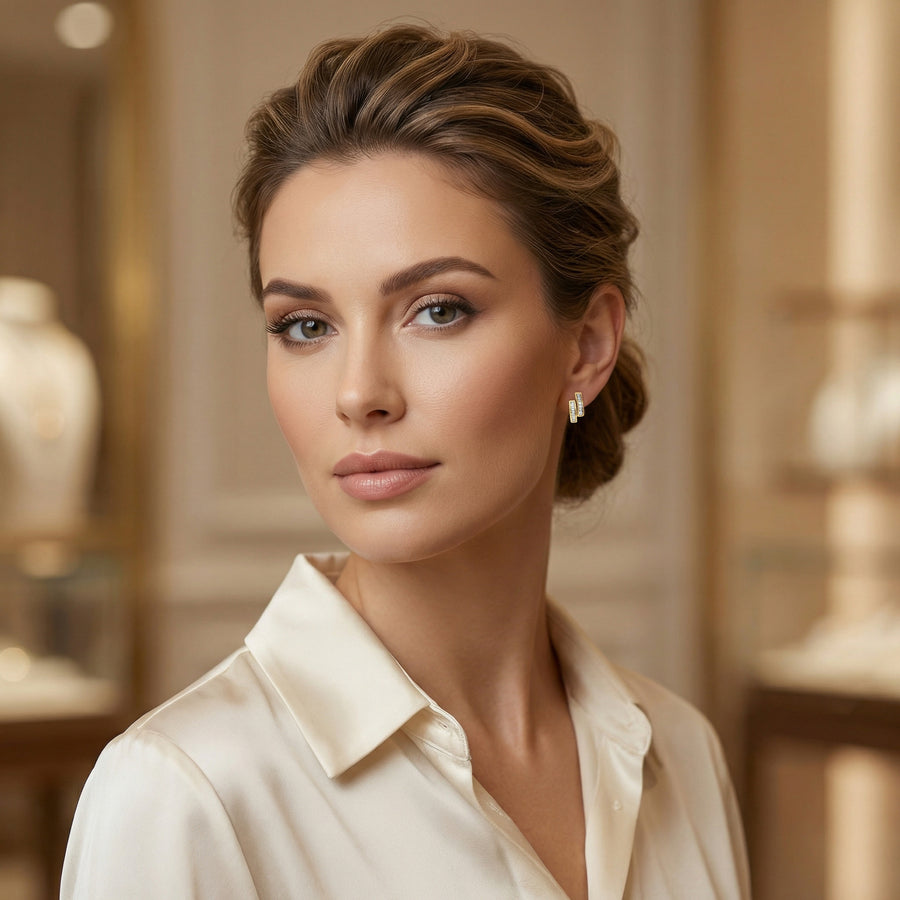 Parallel Bar Baguette Stud Earrings – sterling silver earrings