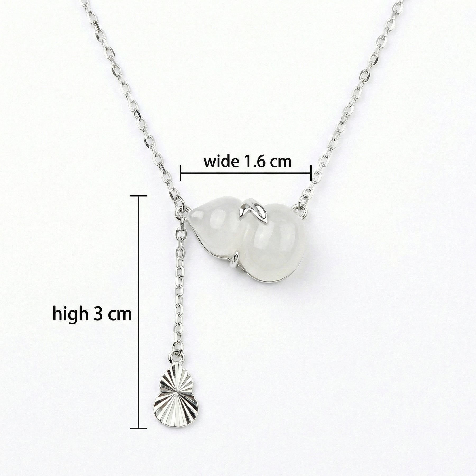 Gourd Pendant Lariat Necklace – sterling silver necklace, close-up