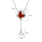 Butterfly Necklace with Red Stone Inlay – sterling silver necklace, side detail