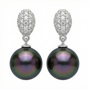 Tahitian Pearl Pavé Drop Earrings – pearl earrings