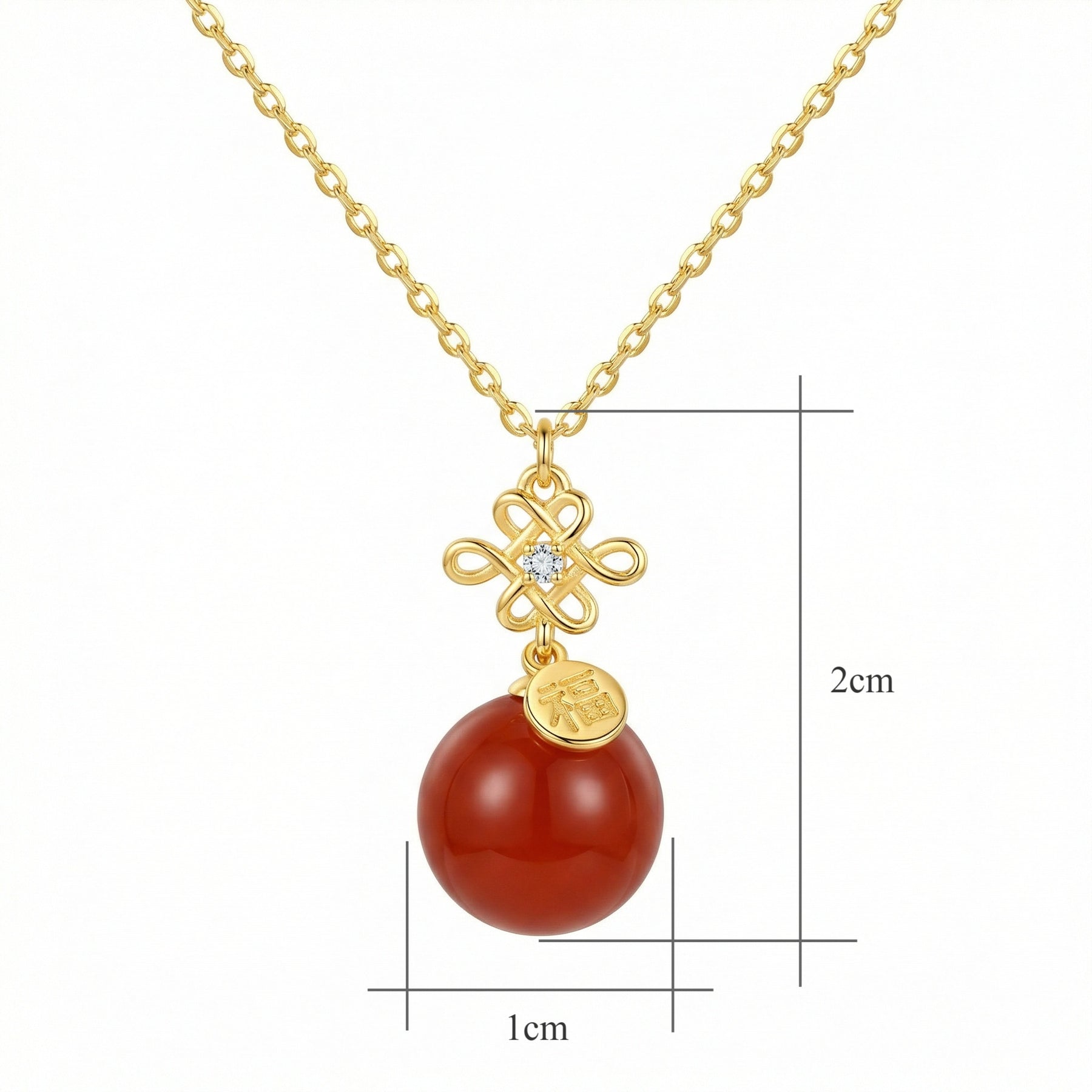 Chinese Knot Fu Character Necklace – sterling silver necklace